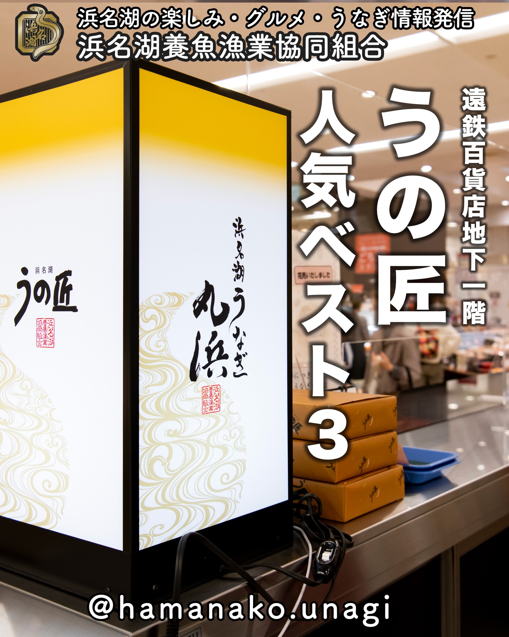 突然ですが！

遠鉄百貨店地下「うの匠」の
人気ランキングです

1位　うなぎ弁当
　　(総菜コーナー:えんてつグルメセレクト取扱い)
2位　長蒲焼(大)
3位　長蒲焼(特大)

ご購入の際に参考にしてくださいね️

#浜名湖養魚漁業協同組合
#浜名湖うなぎ
#うの匠
#遠鉄百貨店
#自分のご褒美
#うなぎの蒲焼
#うなぎ弁当