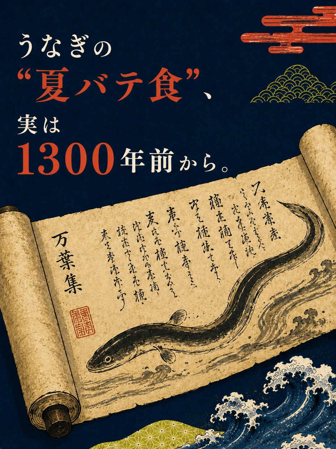 うなぎの夏バテ食、
実は1300年前から。
奈良時代の歌人・大伴家持が
万葉集でこう詠んだ。
「夏痩せに よしといふものぞ
鰻取り食せ」
“夏バテにはうなぎ、
食べなよ”って意味。
1300年変わらない、
夏のごちそう。
保存して、丑の日に。
気に入ったら @hamanako.unagi をフォロー。
#浜名湖うなぎ #うなぎ豆知識 #万葉集 #夏バテ #食文化