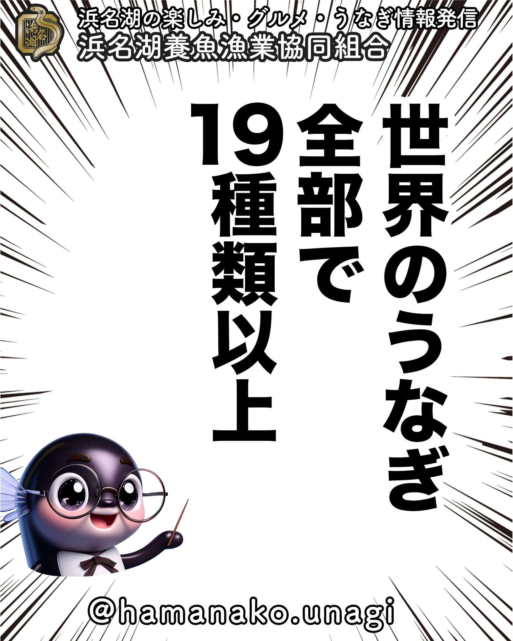 世界のうなぎ、全部で19種類以上！.

日本で食べられているのは主に

「ニホンウナギ」

だけど

実はうなぎ属は世界に

　　19種類以上

確認されています。

なかにはヨーロッパウナギ
アメリカウナギなどもいて
姿かたちは似てるけど
生態や味はそれぞれ違います。

~~~~~~~~~~~~~~⛩️~~~~
浜名湖を中心に、グルメ、文化
お店など浜名湖の観光情報を
みなさまにお届けしています。

参考になったら、
面白いなぁと感じたら

いいね！&フォローを
お願いいたします。

浜名湖養魚漁業組合
@hamanako.unagi

〜〜〜〜〜〜〜〜〜〜〜〜〜

#浜名湖養魚漁業協同組合
#うなぎ雑学
#うなぎの豆知識
#世界のうなぎ
#うなぎは19種類以上
#ニホンウナギ
#ヨーロッパウナギ
#アメリカウナギ
#うなぎの種類
#食文化の違い
#グルメ雑学
#うなぎ好きと繋がりたい
#静岡グルメ
#浜名湖うなぎ
#japanesefoodlover